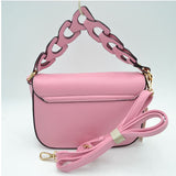 Linked handble small crossbody bag - baby pink