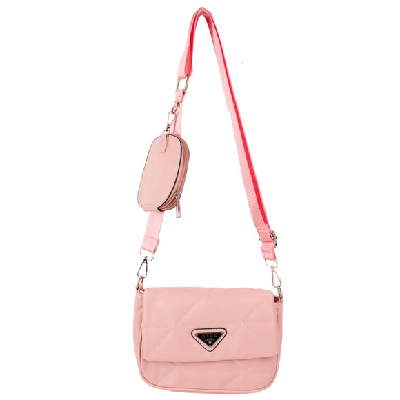 NICE logo quilted crossbody bag - pink