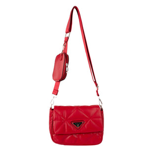 NICE logo quilted crossbody bag - red