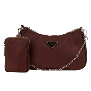 Chain crossbody bag with coin purse - coffee