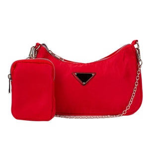 Chain crossbody bag with coin purse - red