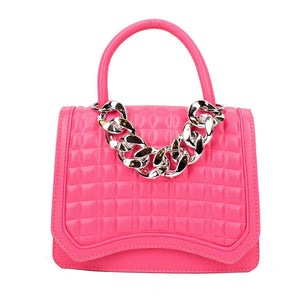 Fake chain quilted small tote - rose