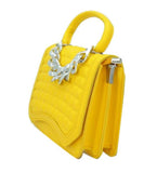 Fake chain quilted small tote - white