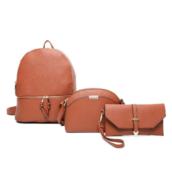 3-in-1 backpack set - brown