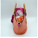 3D flower tote with bamboo handle - blush/fuchsia