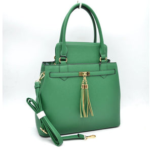 Tassel detail tote with wallet - green