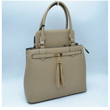 Tassel detail tote with wallet - taupe