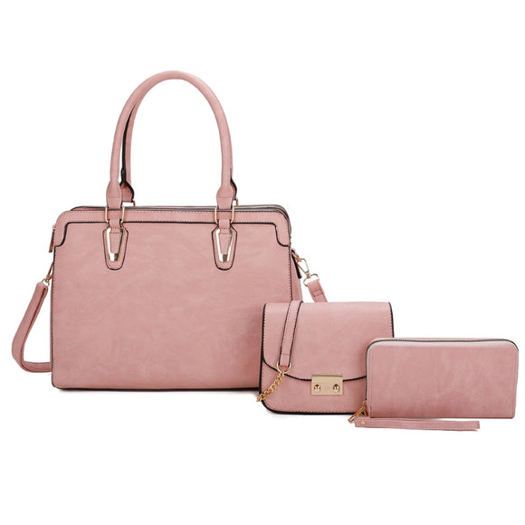 3-in-1 Tote, crossbody and wallet set - pink