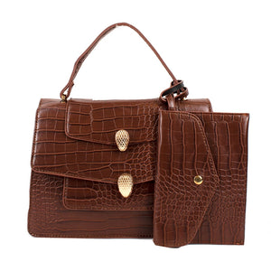 2-in-1 snake pattern small bag - brown