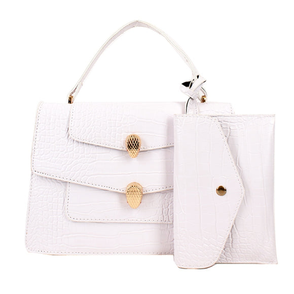 2-in-1 snake pattern small bag - white