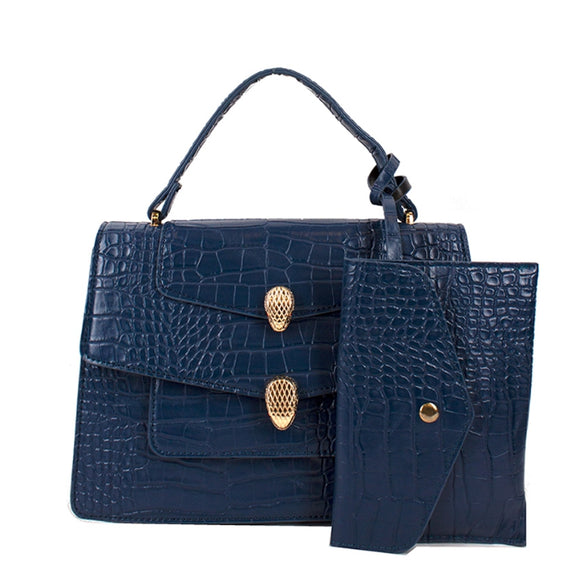 2-in-1 snake pattern small bag - blue