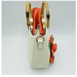 Small 3D flower satchel with bamboo handle - orange