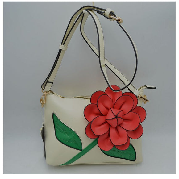 3D flower crossbody bag - red