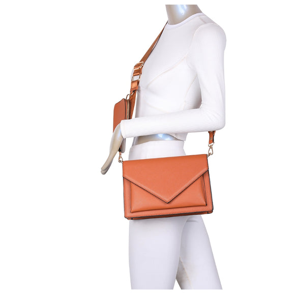 3-in-1 envelop crossbody bag with wallet - brown
