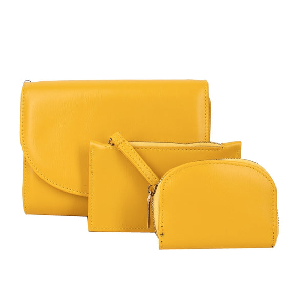 3-in-1 fold-over crossbody bag set - mustard