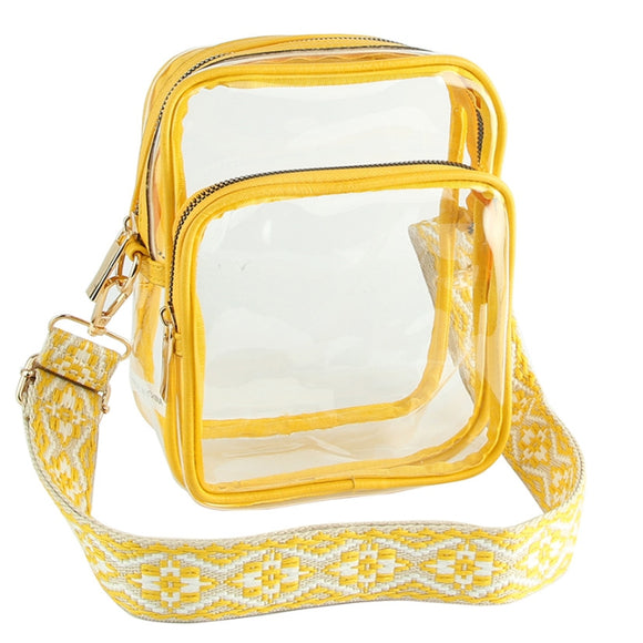 Clear crossbody bag with fashion strap - yellow