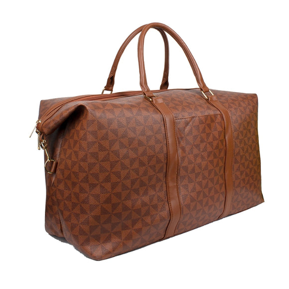 Monogram pattern weekender bag - brown