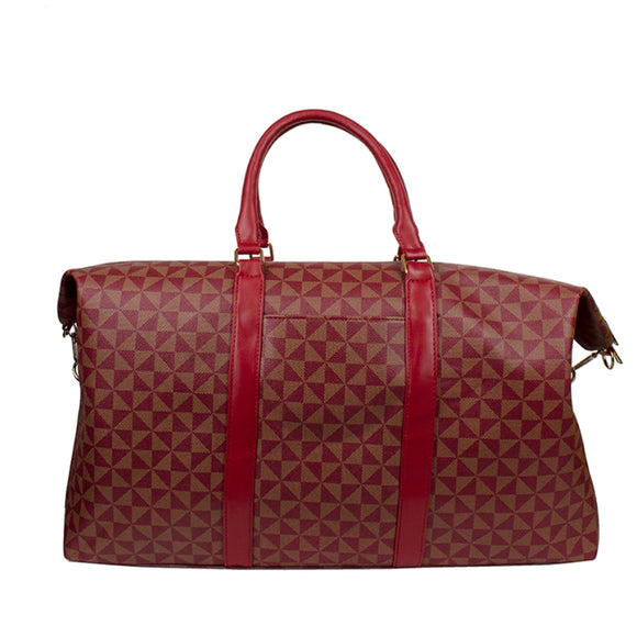 Monogram pattern weekender bag - red