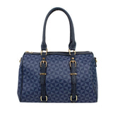 Belted monogram pattern small tote - navy
