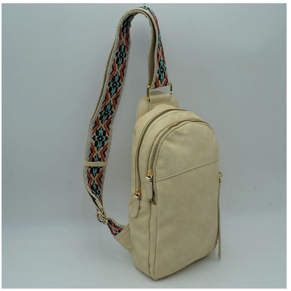 Fashion strap sling bag - beige