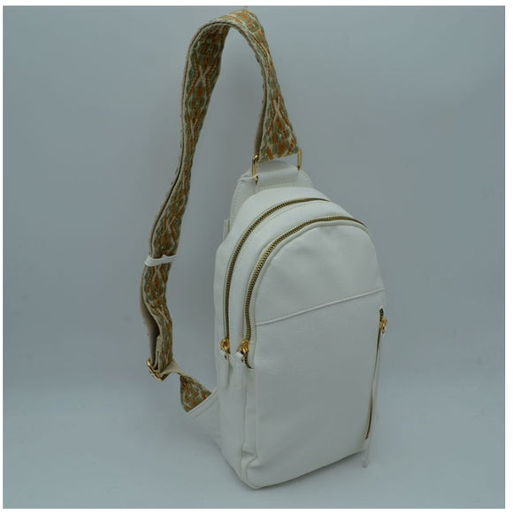 Fashion strap sling bag - white