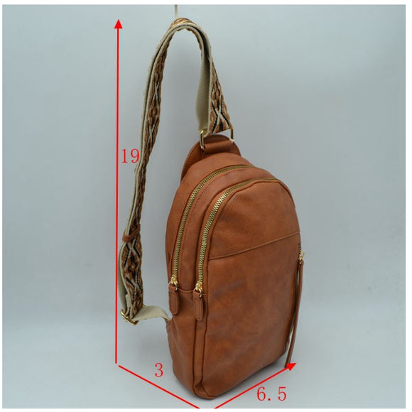 Fashion strap sling bag - brown