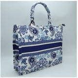 Parsley  print & stripe point fabric tote - A