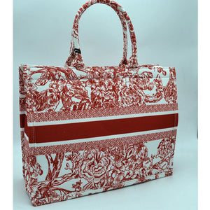 Floral print & stripe point fabric tote - F