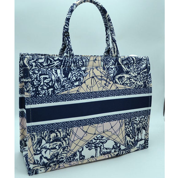 Floral print & stripe point fabric tote - W