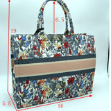 Floral print & stripe point fabric tote - B