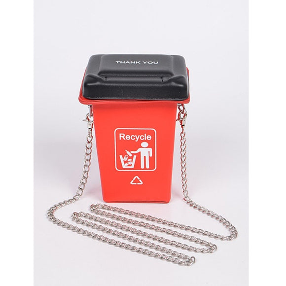 Recycle trash can clutch - red