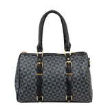 Belted monogram pattern small tote - black