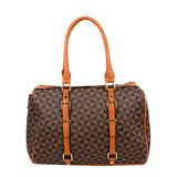 Belted monogram pattern small tote - coffee