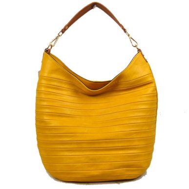 Stripe detail single handle shoulder bag - yellow