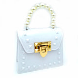 Mini jelly crossbody chain bag with pearl handle - white