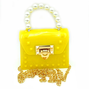 Mini jelly crossbody chain bag with pearl handle - yellow – Pink