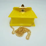 Mini jelly crossbody chain bag with pearl handle - fuchsia