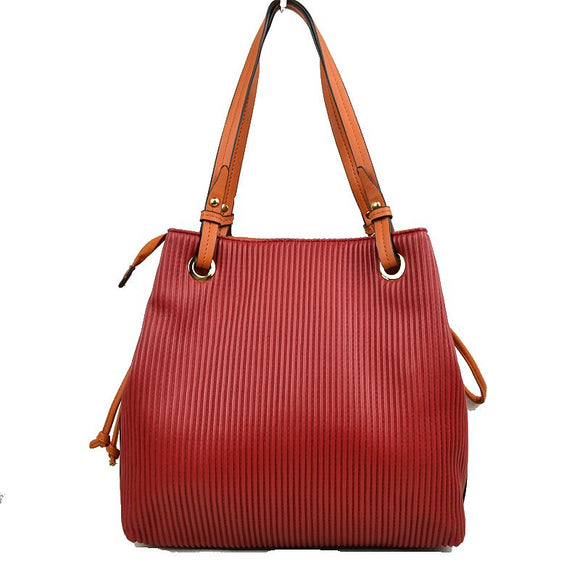 Textured tote - red