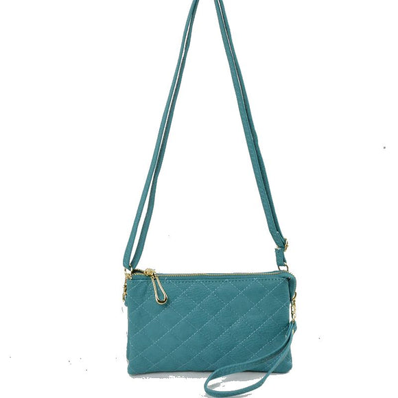 Quilted crossbody bag - turquoise
