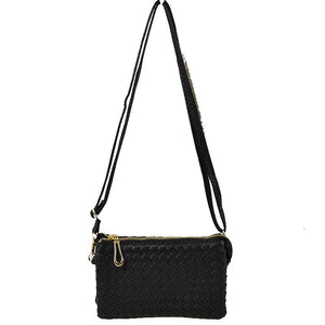 Weaving crossbody bag - black