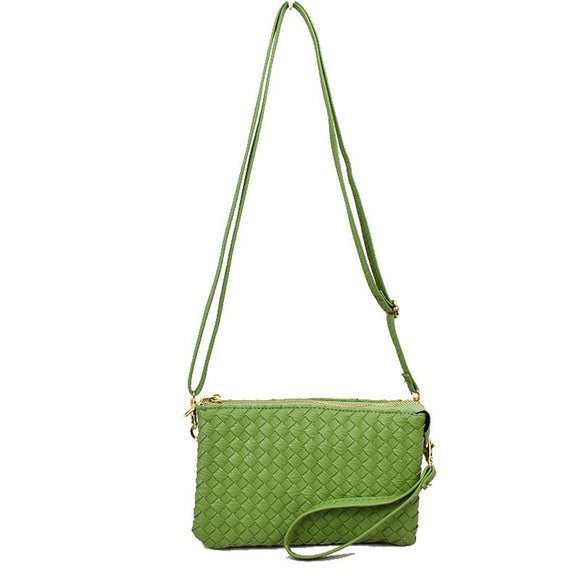 Weaving crossbody bag - green