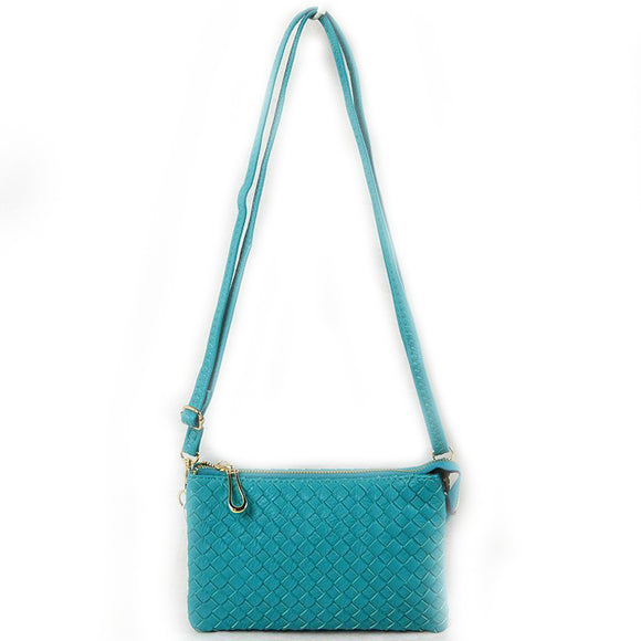 Weaving crossbody bag - turquoise