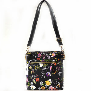 Floral print crossbody bag - black