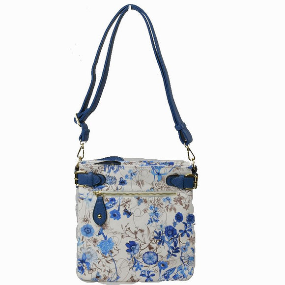 Floral print crossbody bag - blue