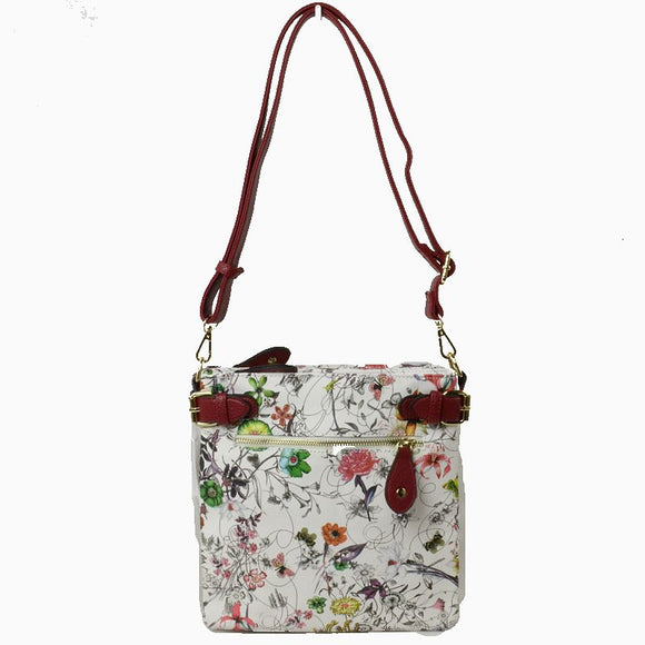 Floral print crossbody bag - red