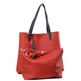 Reversible 2 in 1 tote with tassel - black/red