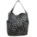 Leopard hobo bag with pouch - black
