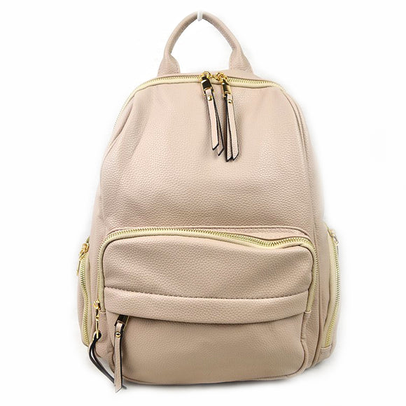 Classic leather backpack - beige