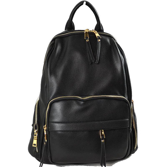Classic leather backpack - black
