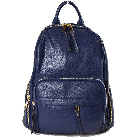 Classic leather backpack - navy